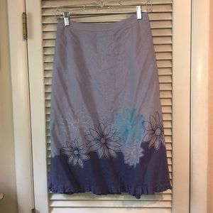 Embroidered Floral Linen Skirt